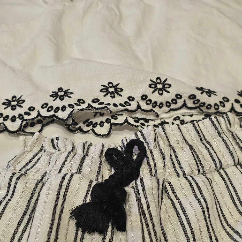 Two Piece Rachel Zoe Girls Set- Tank And Pants- Black And White Floral- Size 6